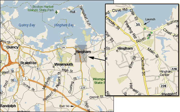 Map to Hingham Harbor